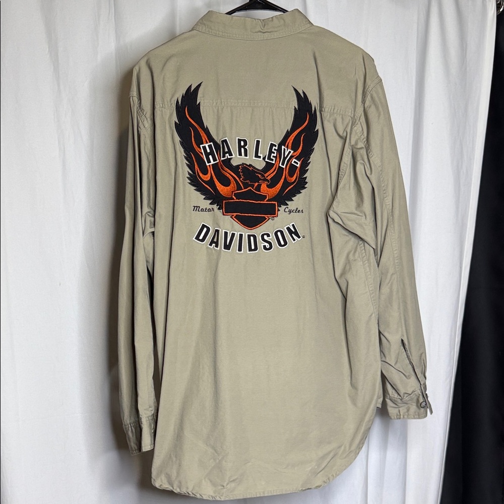 Harley-Davidson Men's Beige button up size large